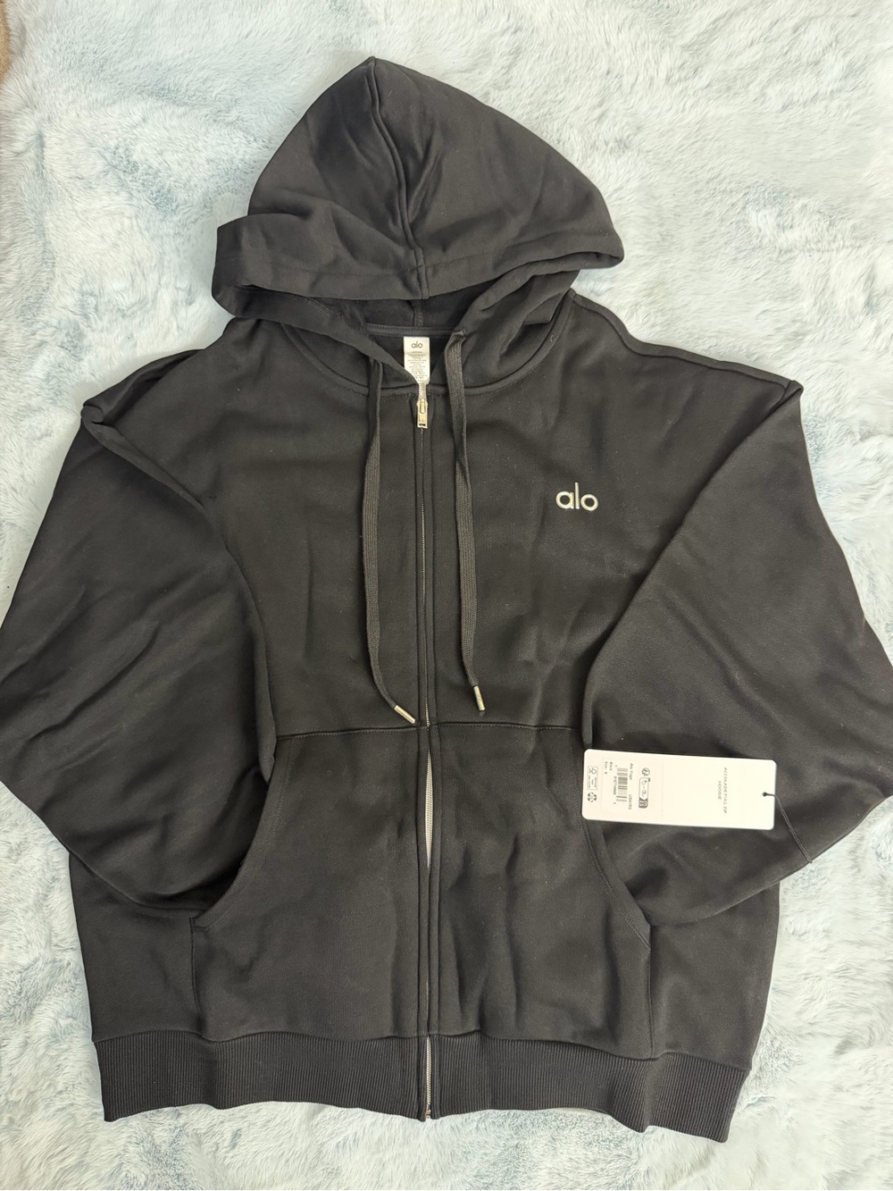 ALO Yoga Women's Black Full-Zip Hooded Performance Jacket